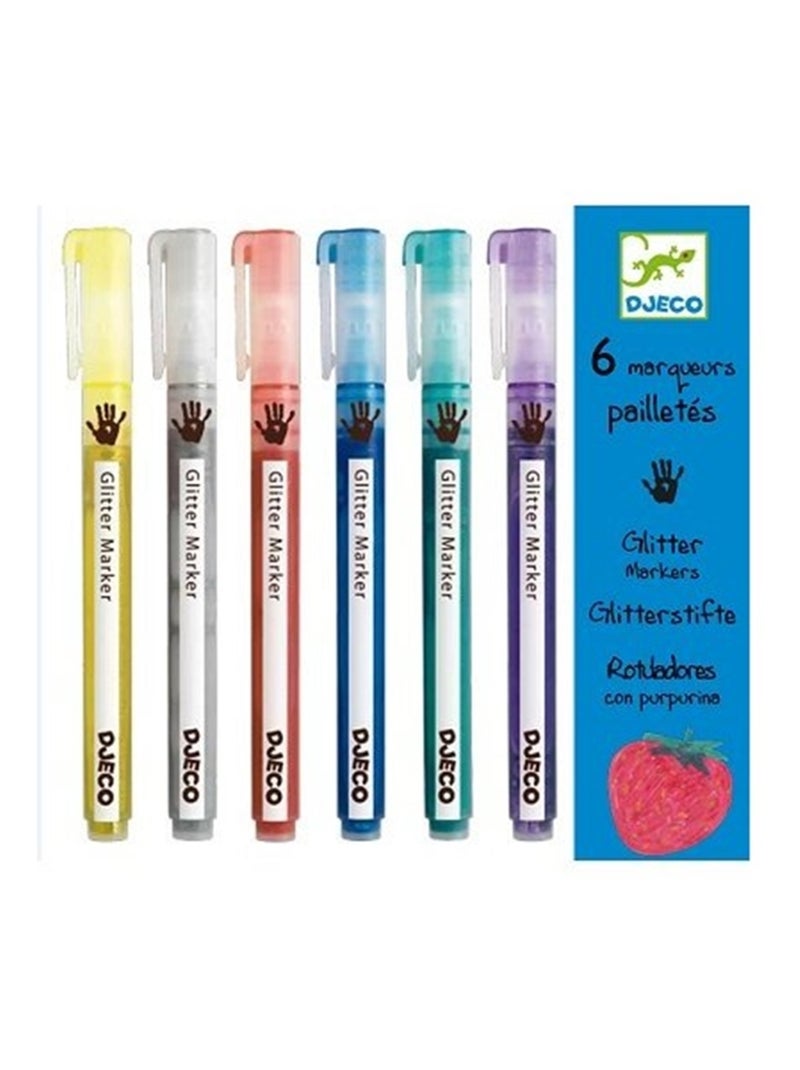 Les Couleurs : 6 Marqueurs Pailletes Multicolore - Kiabi