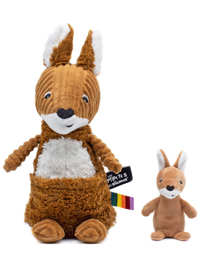 Les Déglingos - Peluche Allezou le kangourou maman et son bébé Marron - Kiabi