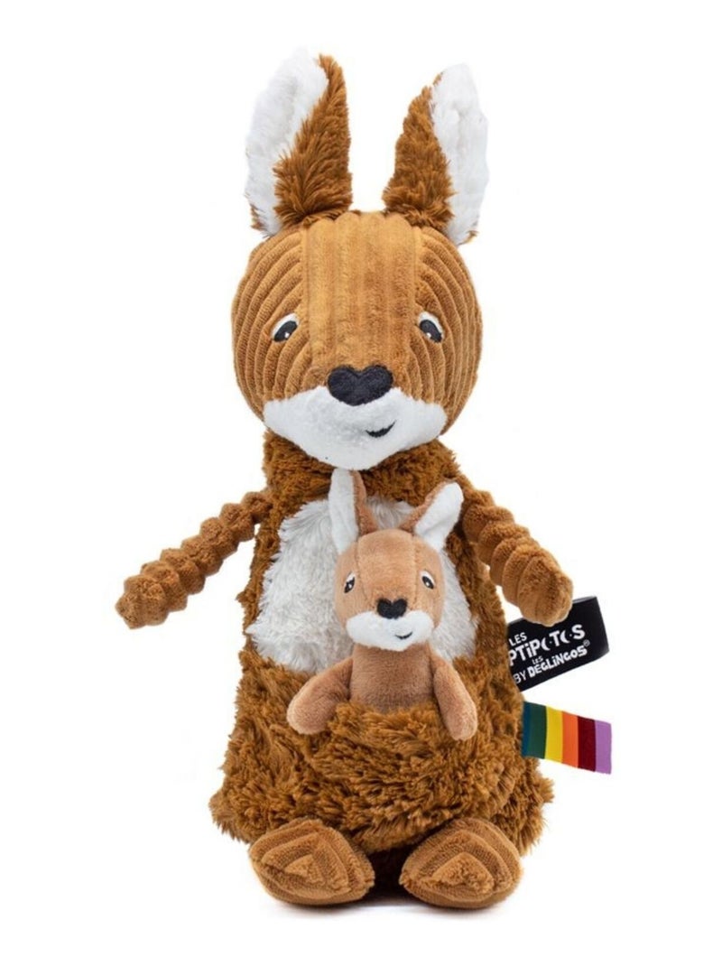 Les Déglingos - Peluche Allezou le kangourou maman et son bébé Marron - Kiabi