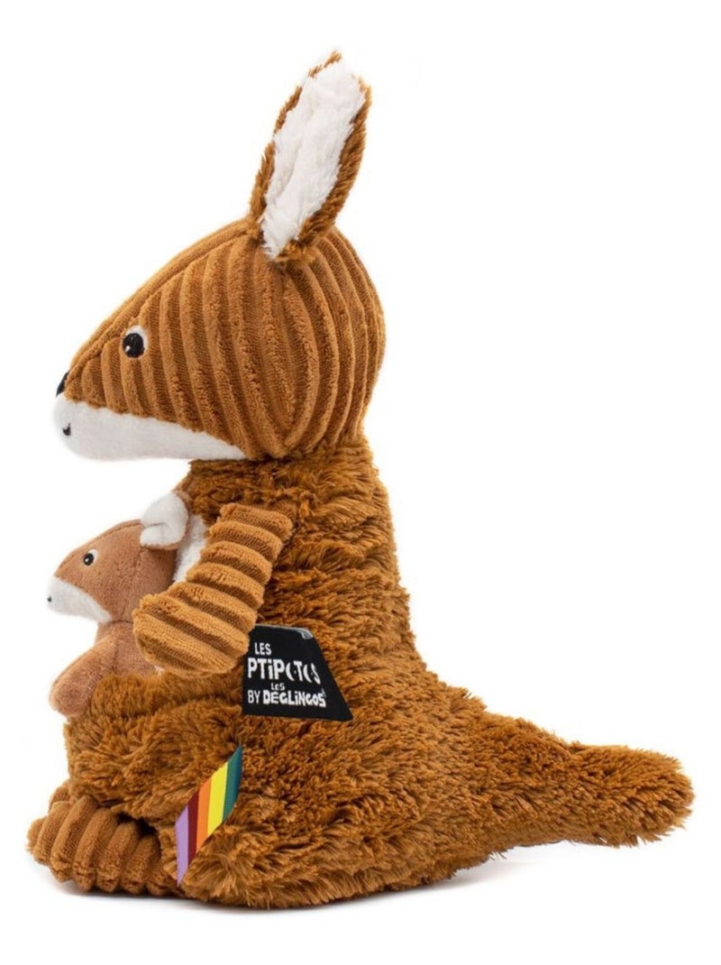 Les Déglingos - Peluche Allezou le kangourou maman et son bébé Marron - Kiabi
