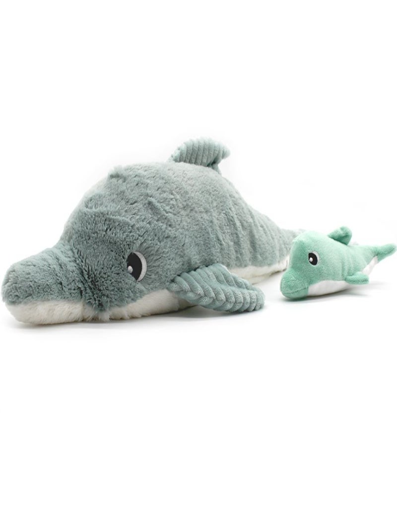 Les Déglingos - Peluche Tofou le dauphin maman et bébé Vert d'eau - Kiabi