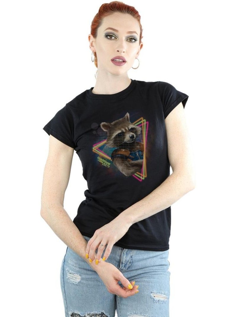 Les Gardiens de la Galaxie - T-shirt (Rocket Raccoon) Noir - Kiabi