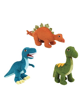Les Jeminosaures Lot De 3 Peluches Diplodocus, Velocira, Stegosaur 18cm