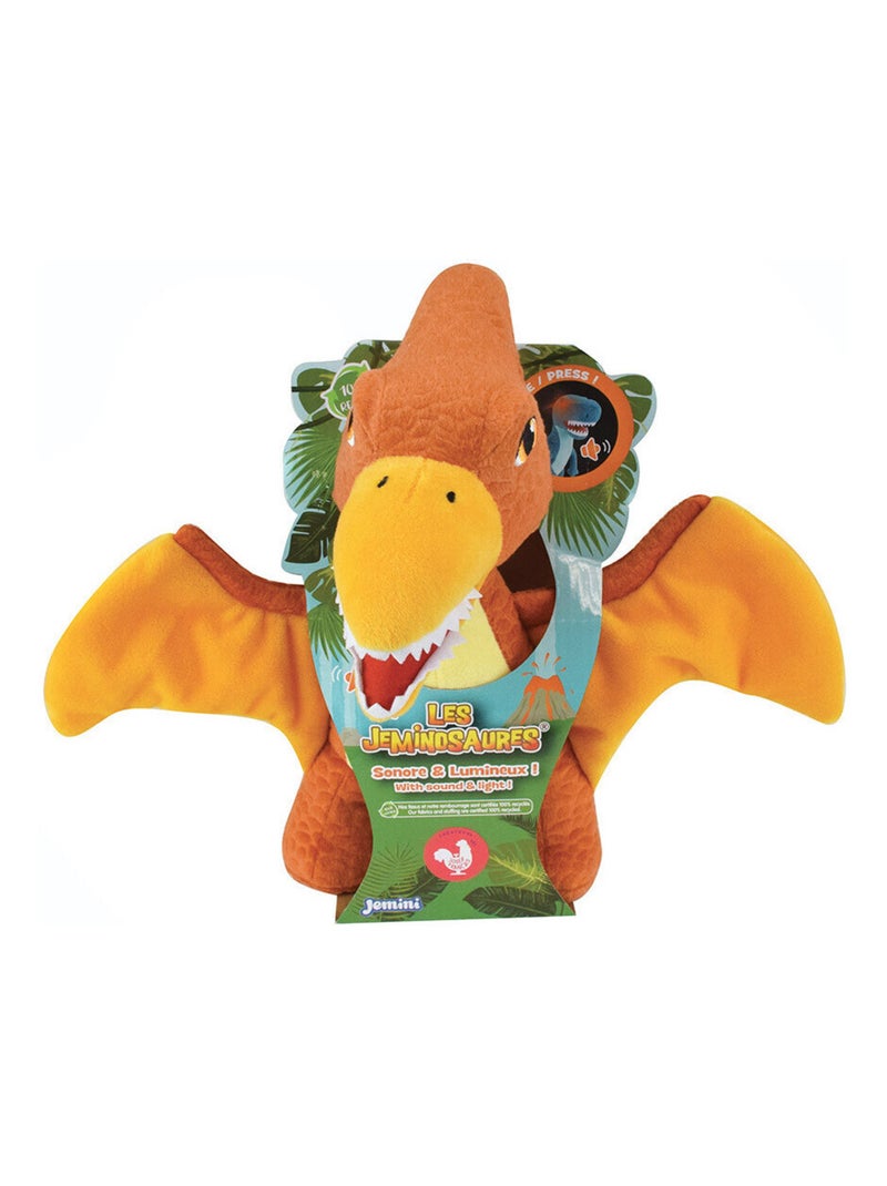 Les Jeminosaures Ptéranodon Peluche sonores et lumineuses orange 25cm Multicolore - Kiabi
