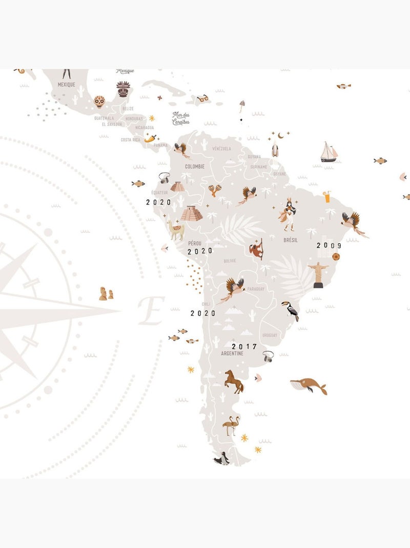 Les Petites Dates - Affiche Carte du monde Marron - Kiabi