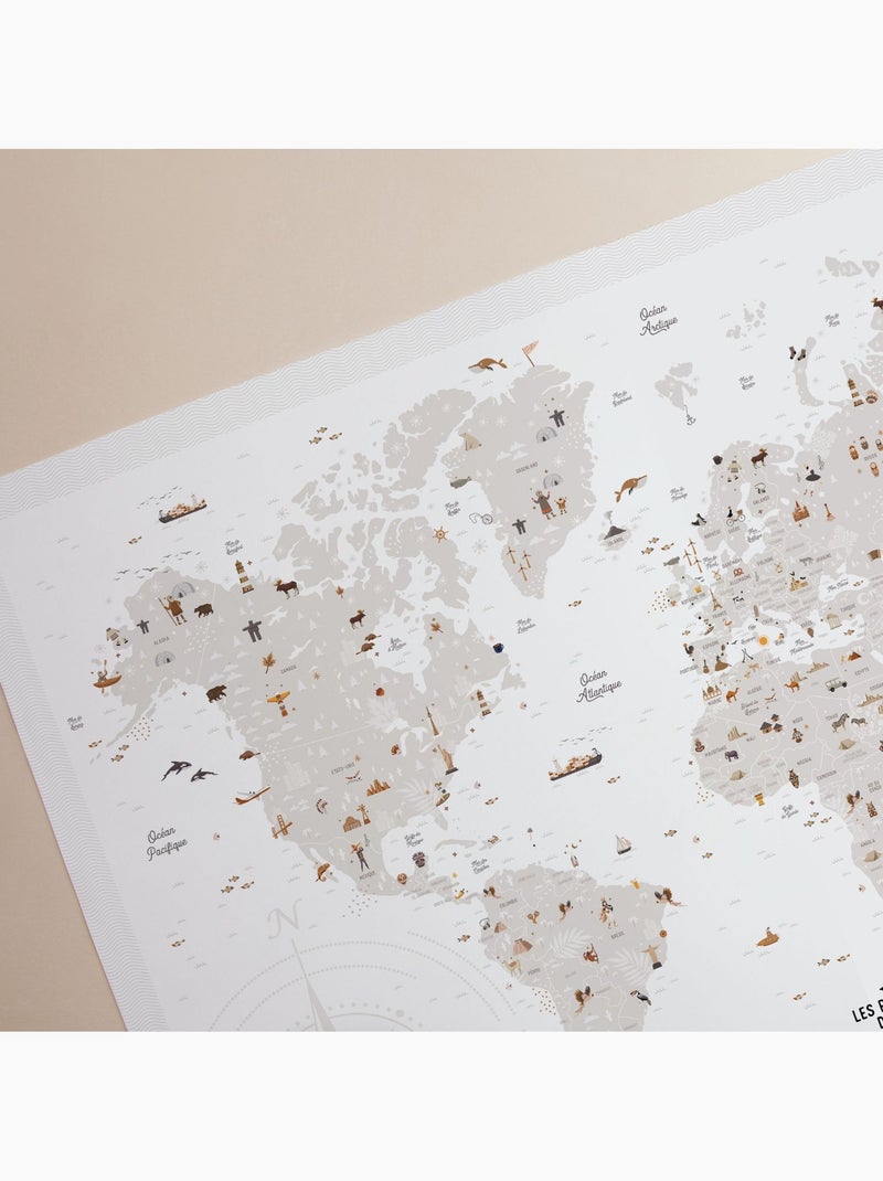 Les Petites Dates - Affiche Carte du monde Marron - Kiabi