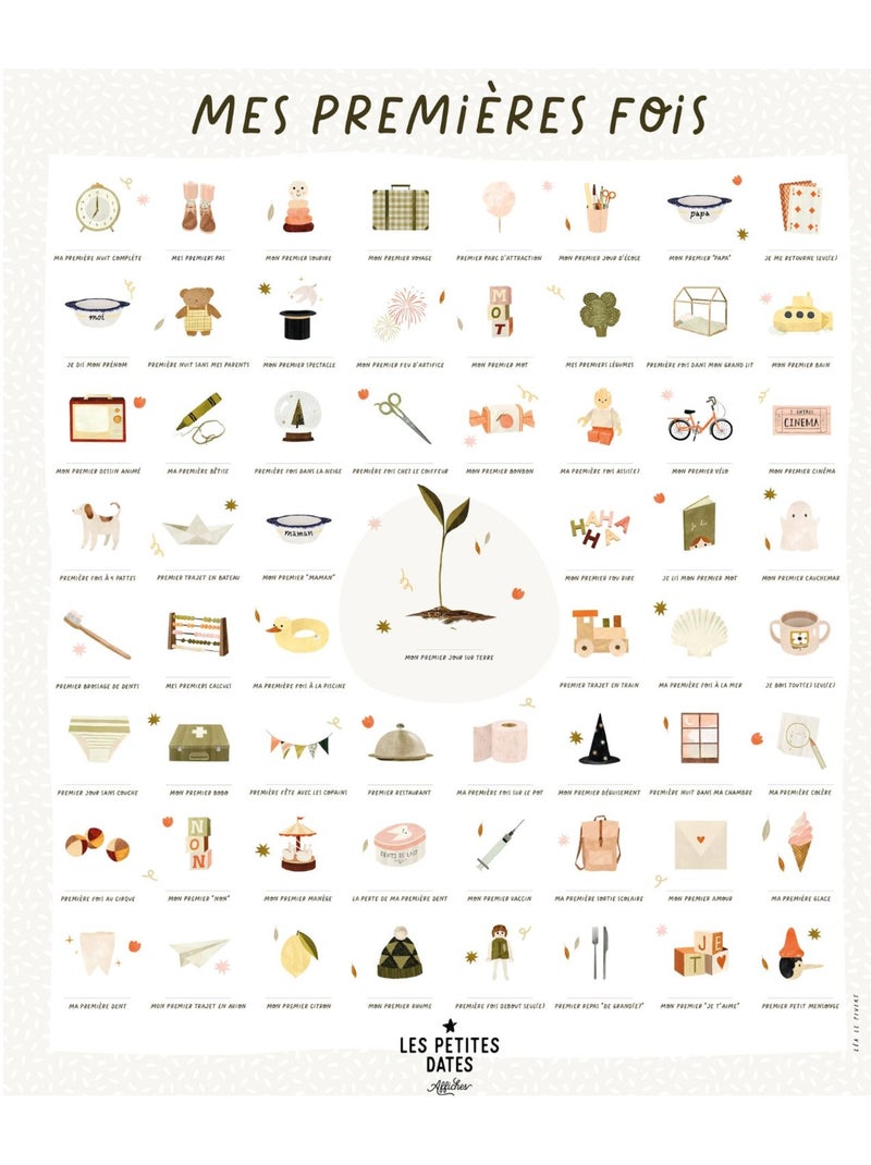 Les Petites Dates - Affiche Mes Premières Fois Beige - Kiabi