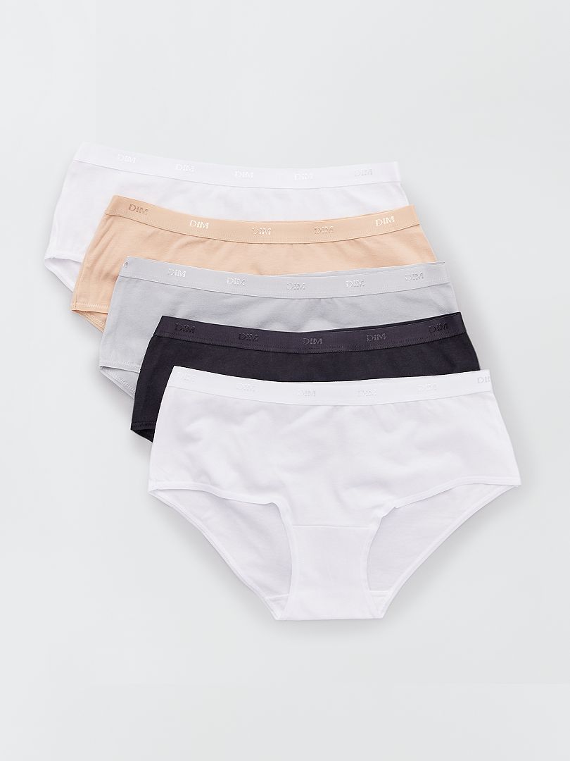 Les Pockets de 'DIM' - lot de 5 boxers blanc/noir/gris/rose - Kiabi