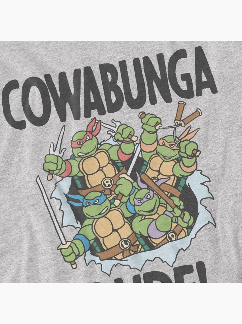 Les Tortues Ninja - T-shirt COWABUNGA DUDE Gris chiné - Kiabi