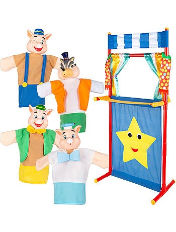 Les trois petits cochons ensemble de théâtre de marionnettes 25 cm cucu show