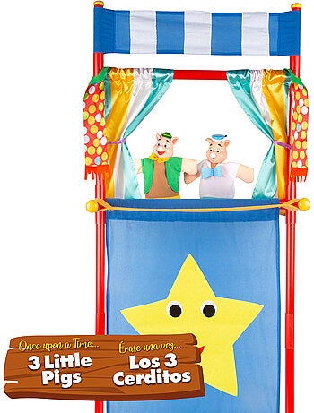 Les trois petits cochons ensemble de théâtre de marionnettes 25 cm cucu show