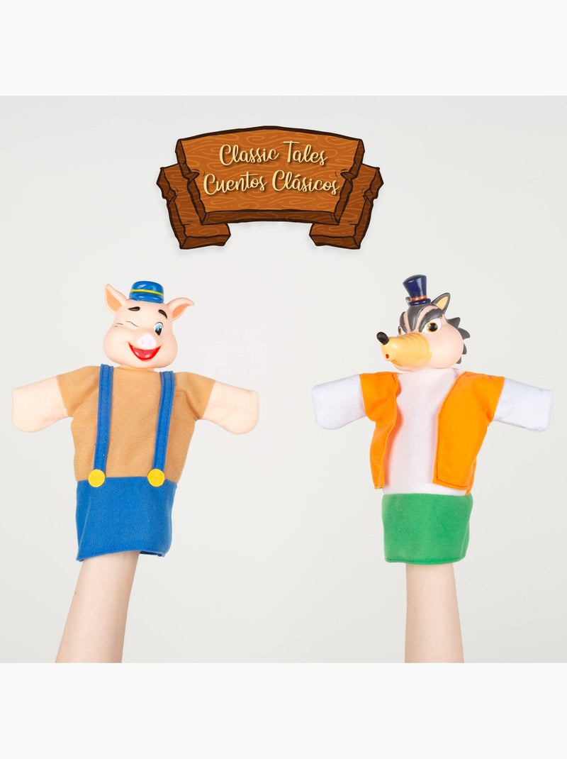 Les trois petits cochons ensemble de théâtre de marionnettes 25 cm cucu show N/A - Kiabi