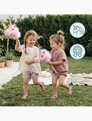Licorne à bâton hobby horse peluche douce mamabrum dès 18 mois 80 cm