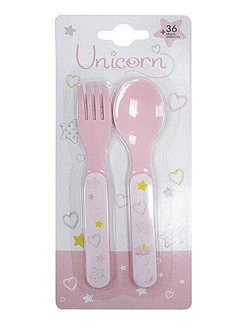 LICORNE LOT AVEC 2 BOLS, 2 SETS DE COUVERTS ET 1 PELUCHE 17 CM