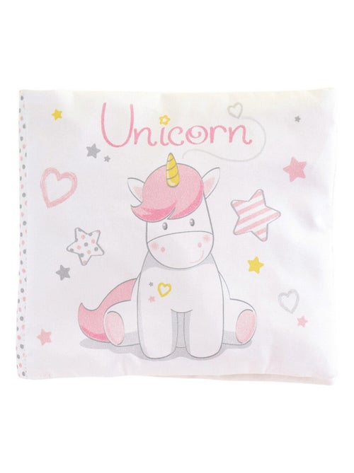 Licorne MON 1ER LIVRE rose et blanc H18 cm - Kiabi