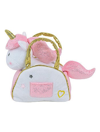 Licorne peluche et 21 cm dans sac a main pour enfant