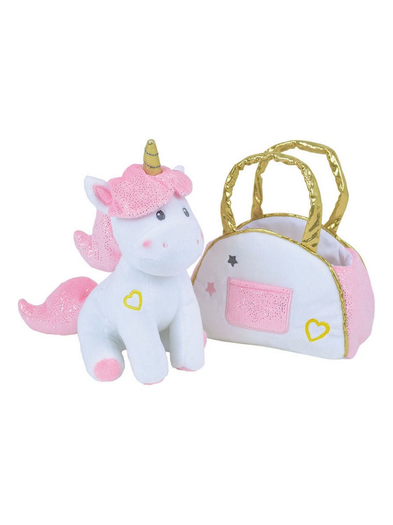 Licorne peluche  et  21 cm dans sac a main pour enfant Blanc - Kiabi