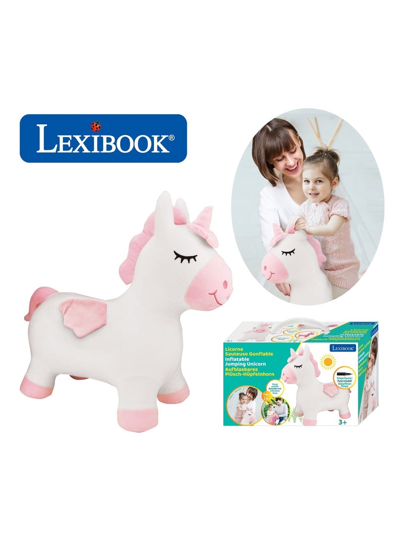 Licorne Sauteuse Gonflable avec housse en peluche Blanc - Kiabi