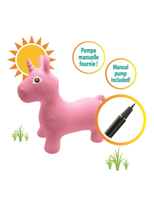 Licorne Sauteuse Gonflable avec housse en peluche - Kiabi