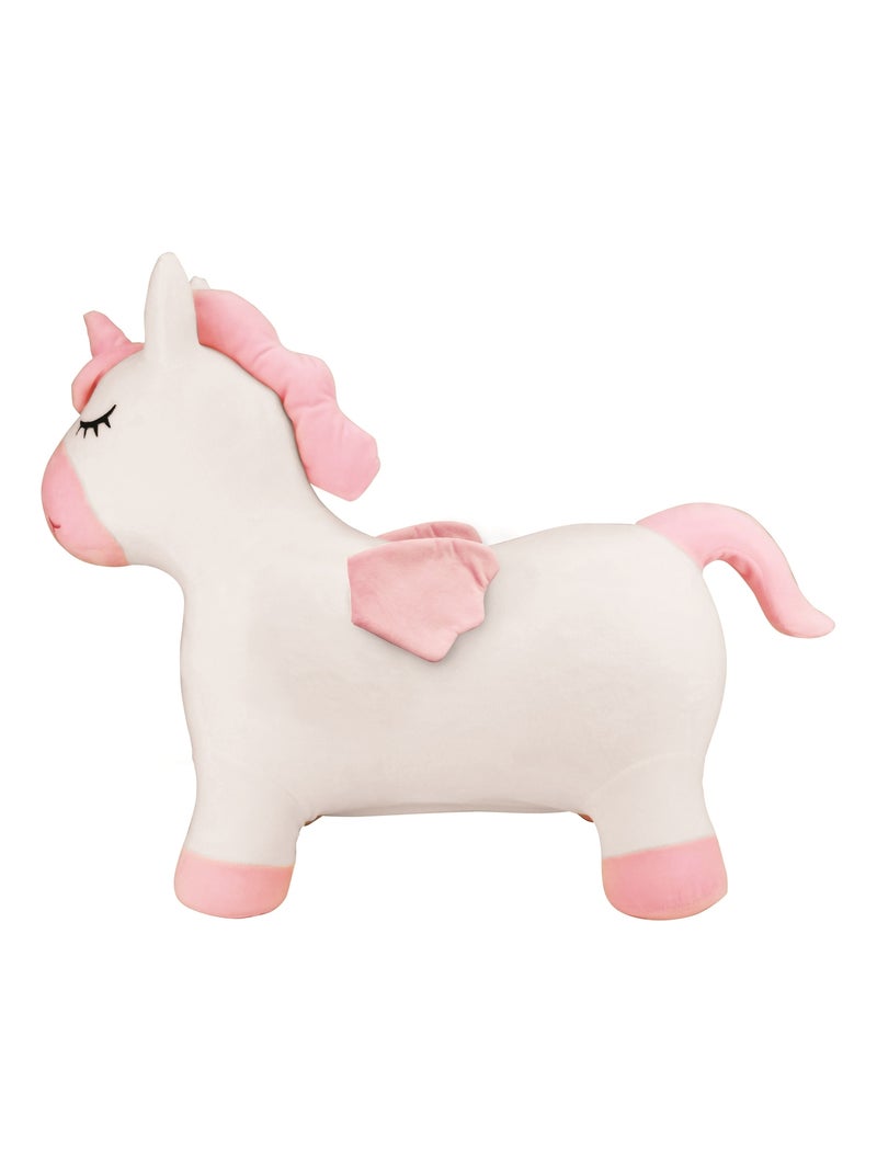 Licorne Sauteuse Gonflable avec housse en peluche Blanc - Kiabi
