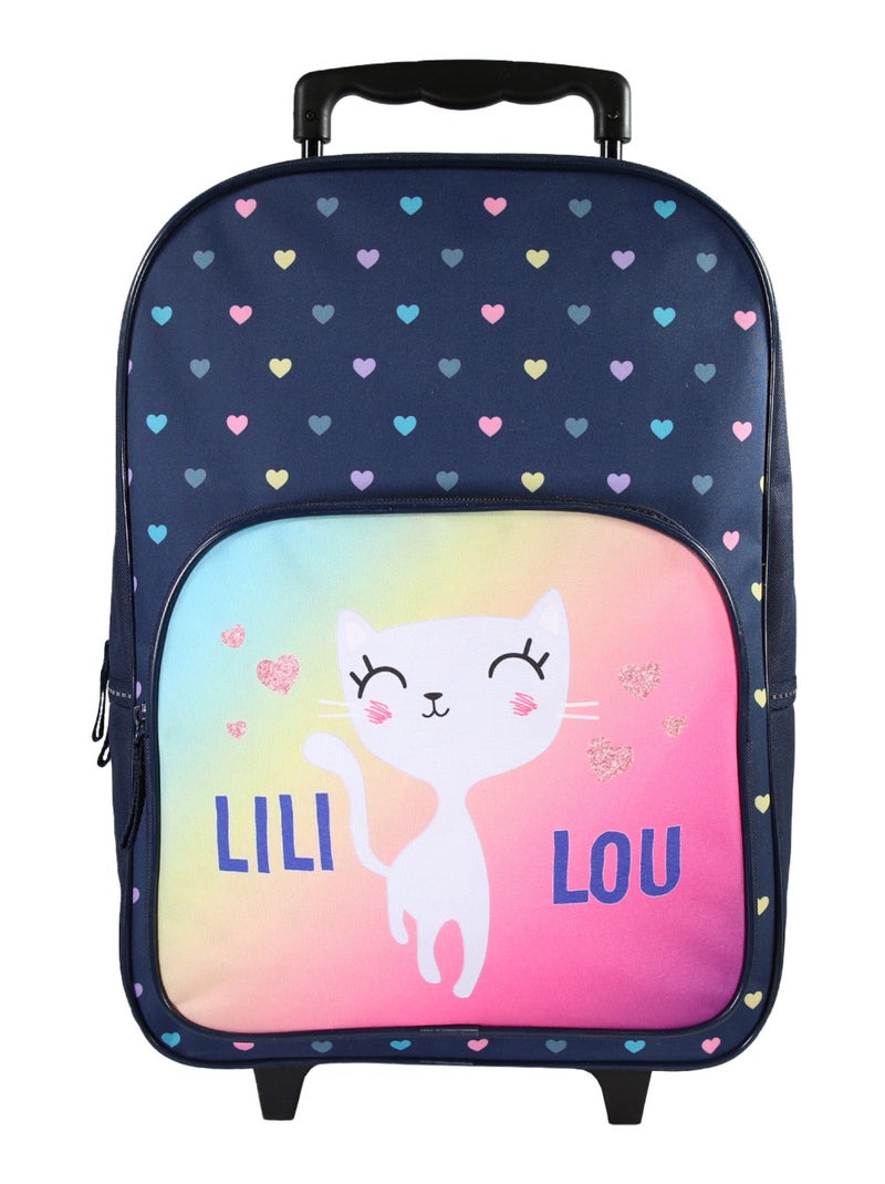 Lili Lou - Sac à dos à roulettes bleu marine  1 compartiment - Bagtrotter Bleu marine - Kiabi