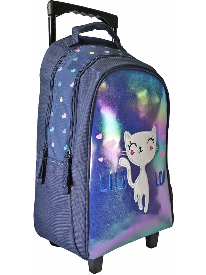Lili Lou - Sac à dos à roulettes bleu marine  2 compartiments - Bagtrotter Bleu marine - Kiabi
