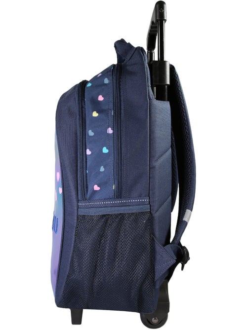 Lili Lou - Sac à dos à roulettes bleu marine  2 compartiments - Bagtrotter - Kiabi