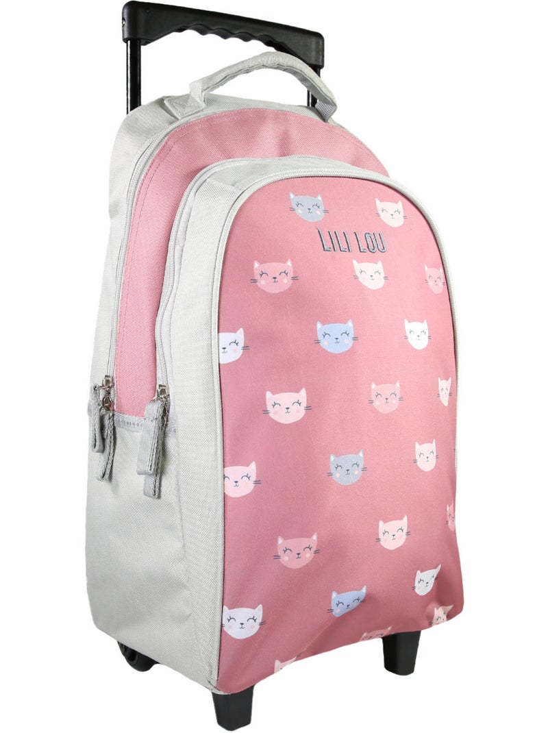 Lili Lou - Sac à dos  à roulettes gris/rose  2 compartiments - Bagtrotter Gris - Kiabi