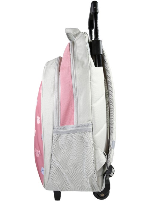 Lili Lou - Sac à dos  à roulettes gris/rose  2 compartiments - Bagtrotter - Kiabi