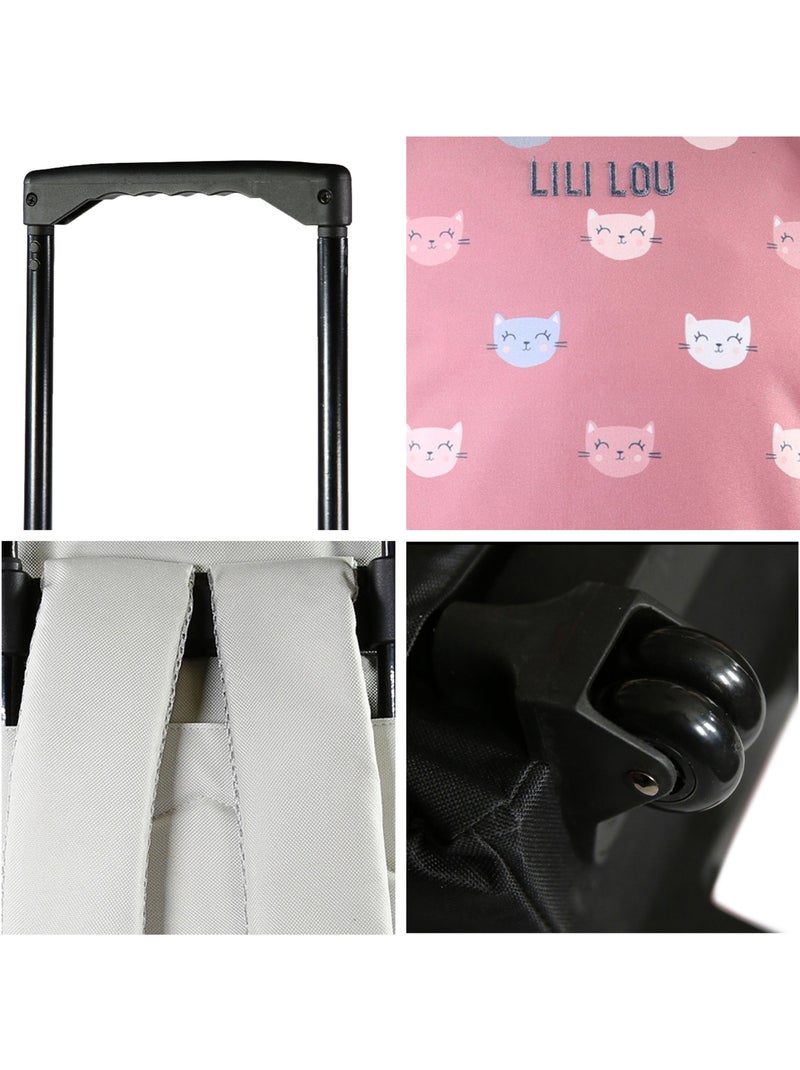 Lili Lou - Sac à dos  à roulettes gris/rose  2 compartiments - Bagtrotter Gris - Kiabi