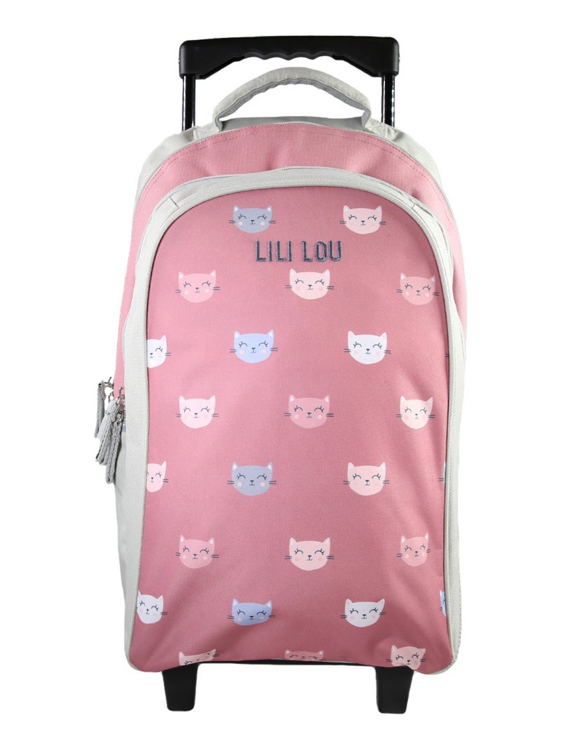 Lili Lou - Sac à dos  à roulettes gris/rose  2 compartiments - Bagtrotter Gris Rose - Kiabi