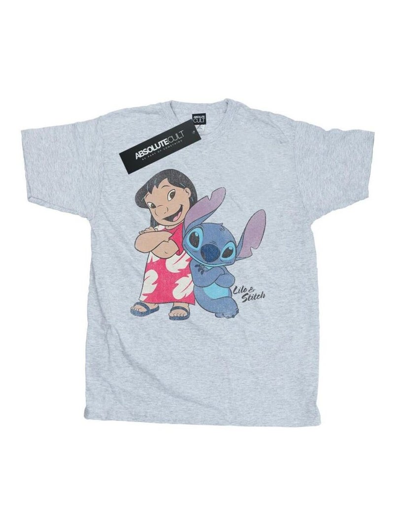 Lilo et Stitch - T-shirt CLASSIC (Lilo, Stitch) Gris chiné - Kiabi