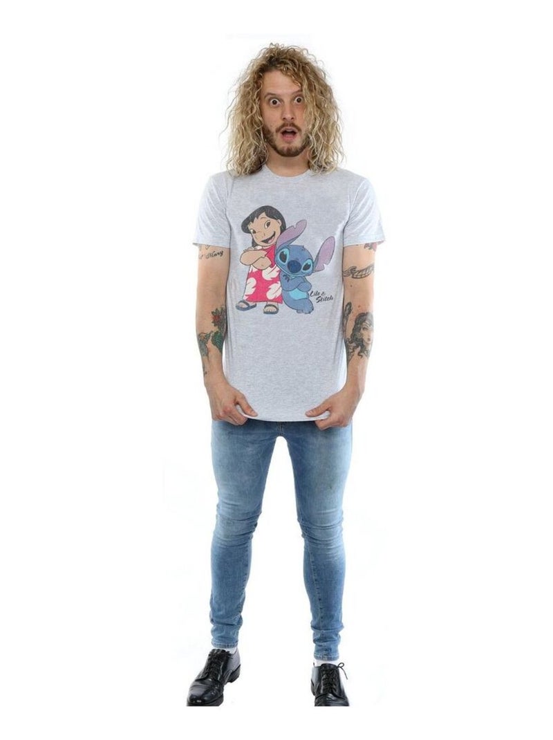 Lilo et Stitch - T-shirt CLASSIC (Lilo, Stitch) Gris chiné - Kiabi