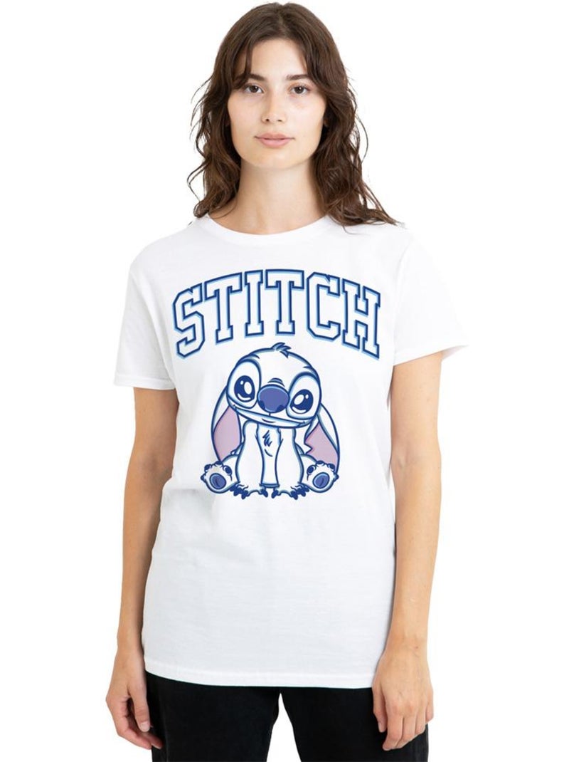 Lilo et Stitch - T-shirt COLLEGIATE (Stitch) Blanc - Kiabi