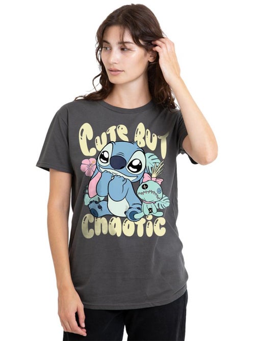 Lilo et Stitch - T-shirt CUTE BUT CHAOTIC (Souillon, Stitch) - Kiabi