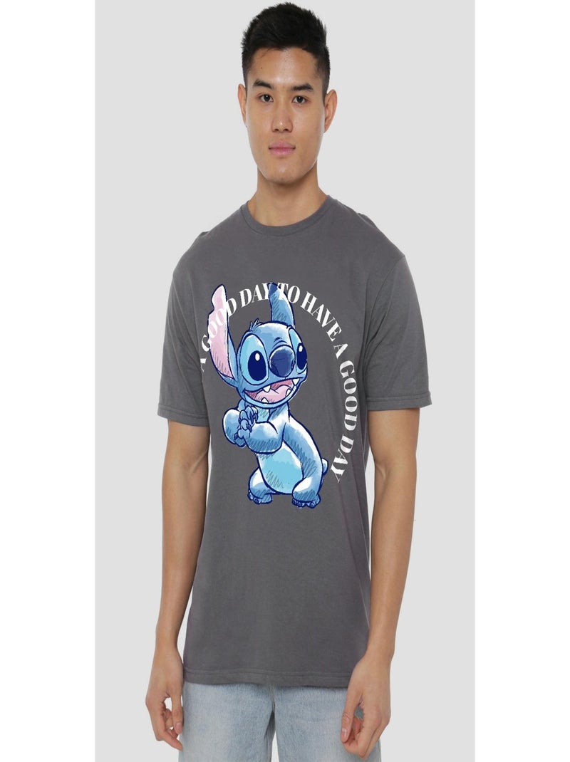 Lilo et Stitch - T-shirt GOOD DAY Gris Noir - Kiabi