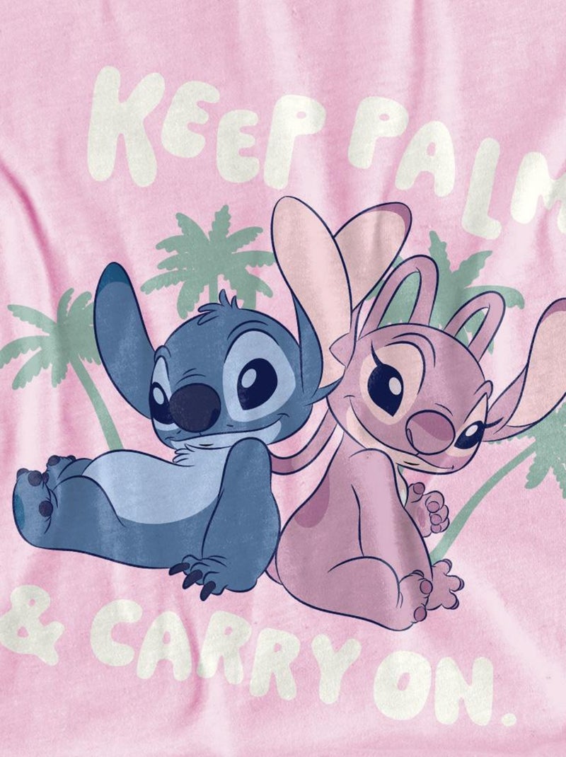 Lilo et Stitch - T-shirt KEEP PALM (Stitch, Angel) Rose clair - Kiabi