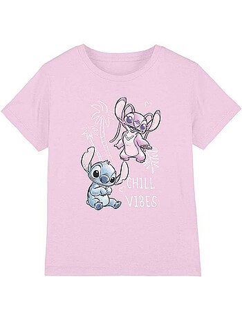 Lilo et Stitch - T-shirt motif Stitch et Angel motif/style croquis CHILL VIBES (Angel, Stitch)