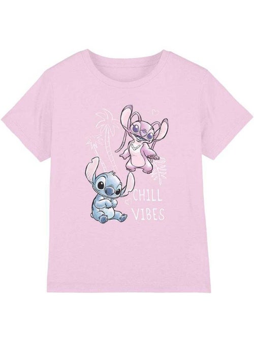 Lilo et Stitch - T-shirt motif Stitch et Angel motif/style croquis CHILL VIBES (Angel, Stitch) - Kiabi