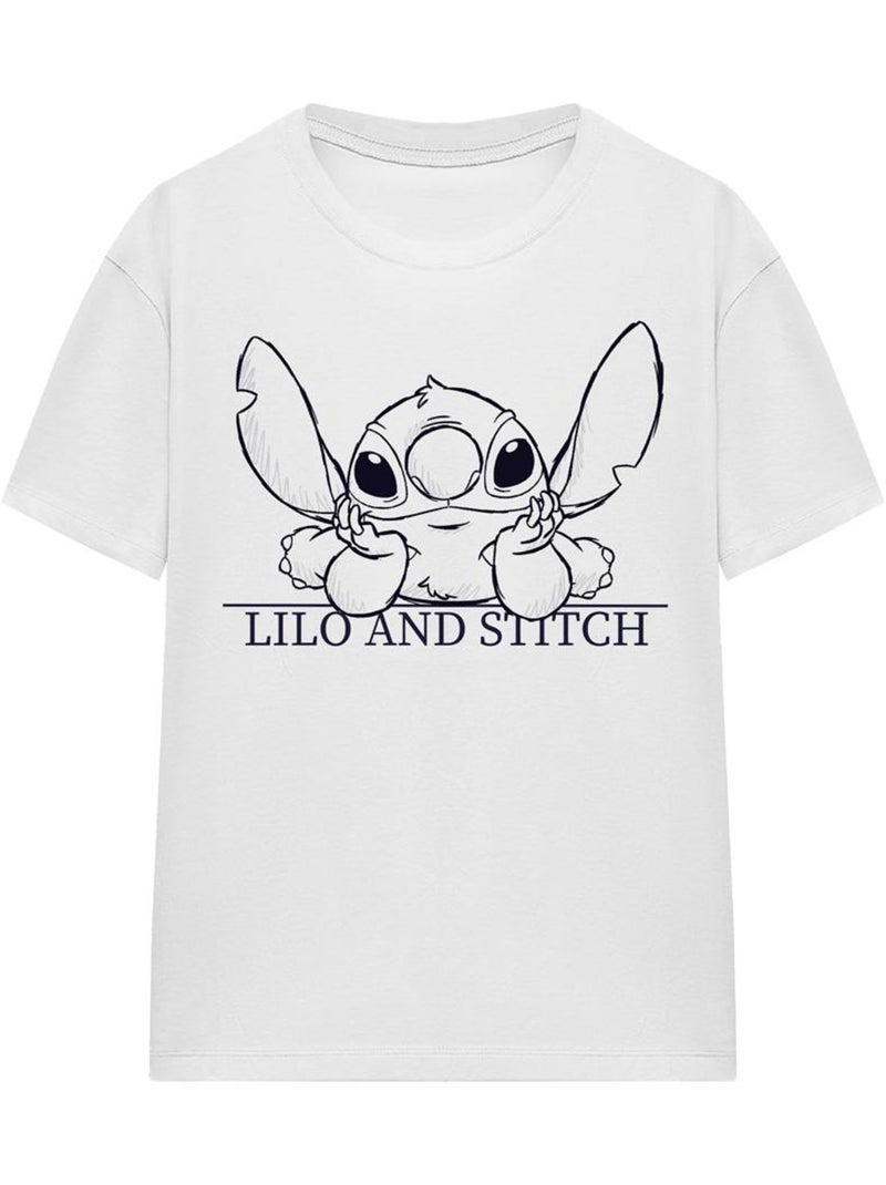 Lilo et Stitch - T-shirt motif/style croquis et détendu (Stitch) Blanc - Kiabi