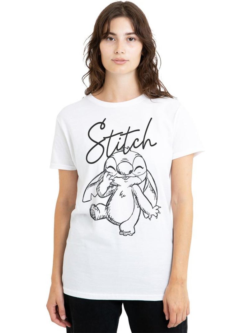Lilo et Stitch - T-shirt SKETCHY SURPRISE (Stitch) Blanc - Kiabi