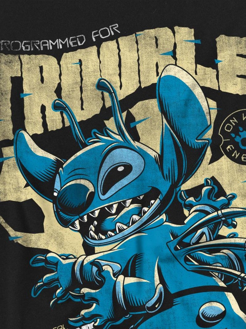Lilo et Stitch - T-shirt style Bande dessinée TROUBLE (Stitch) Noir - Kiabi