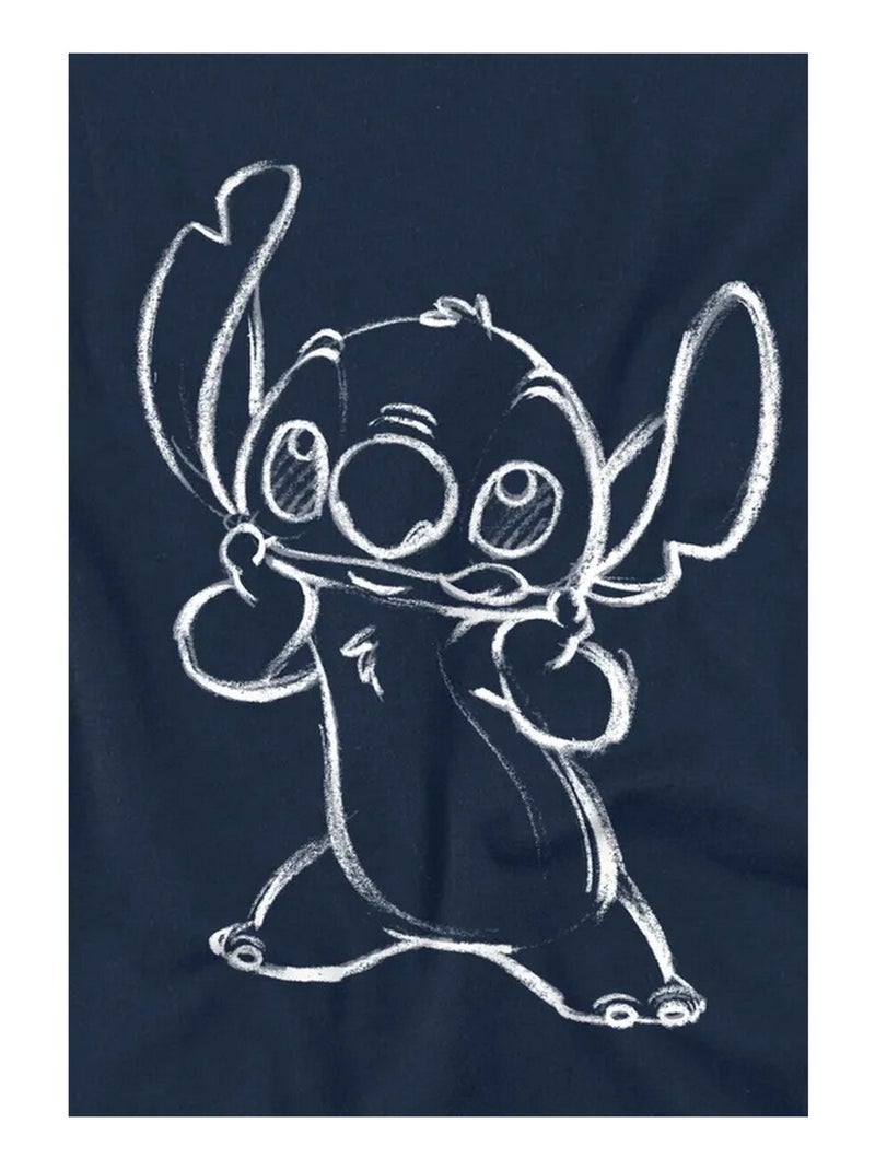 Lilo et Stitch - T-shirt style Croquis (Stitch) Bleu marine - Kiabi