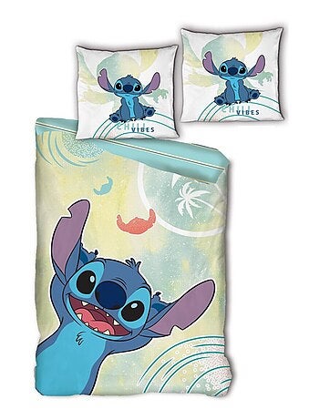 Lilo et Stitch, Parure de Lit Enfant Imprimée Réversible 100% Coton, VIBES