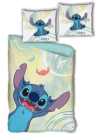 Lilo et Stitch, Parure de Lit Enfant Imprimée Réversible 100% Coton, VIBES