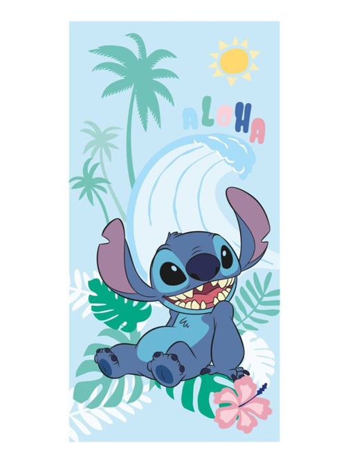 Lilo et Stitch, Serviette de Bain Enfant Imprimé 100% Coton, ALOHA, Drap de plage 70x140 cm - Kiabi