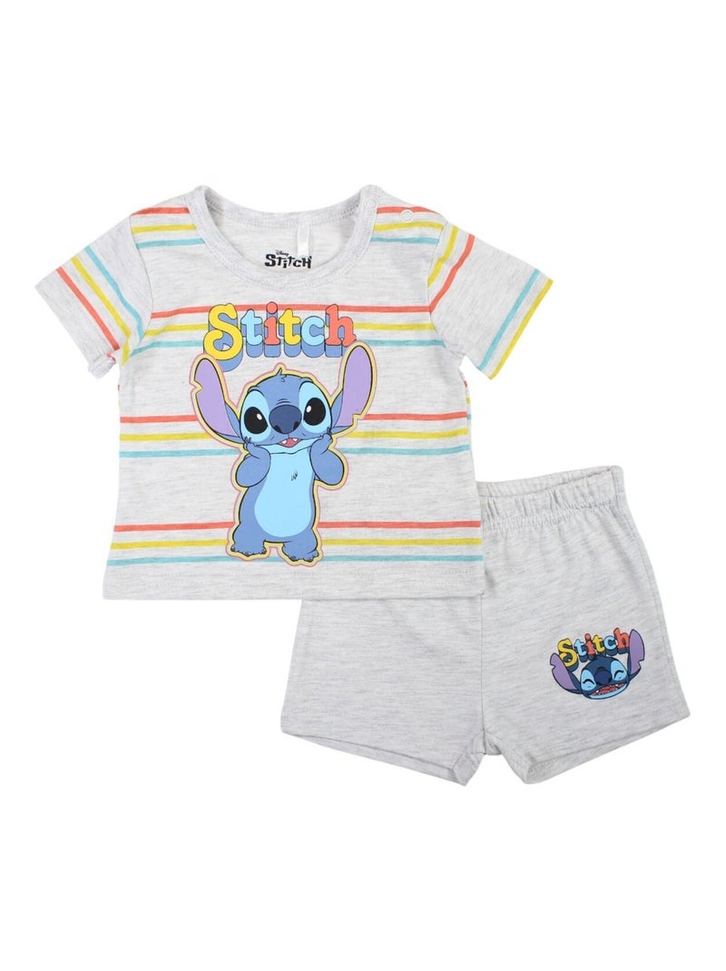 Lilo & Stitch - Ensemble ​​T-shirt short Imprimé Lilo Et Stitch Gris - Kiabi