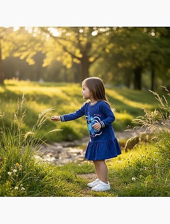 Lilo & stitch - robe manches longues imprimée, col rond