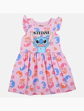 Lilo & stitch - robe sans manches à motifs, col rond et finitions volantées