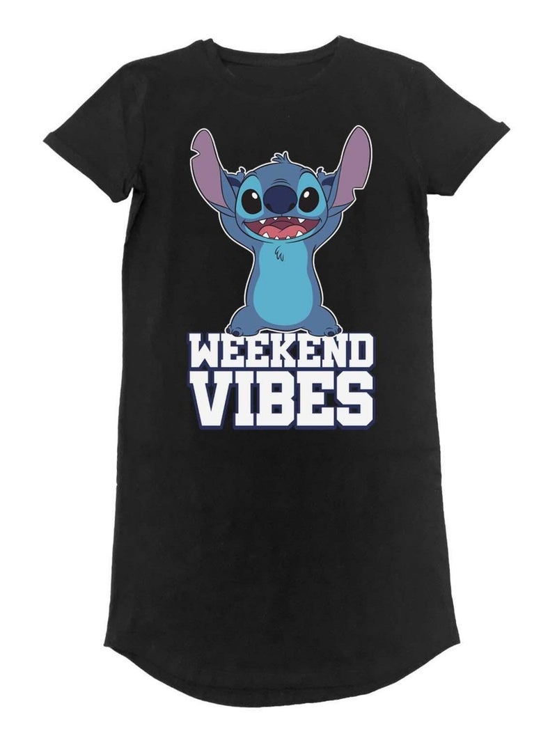 Lilo & Stitch - Robe t-shirt WEEKEND VIBES Noir - Kiabi